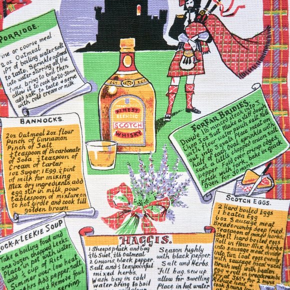 Vintage Scottish Recipes Cotton Waffle Tea Towel - Picture 3 of 5